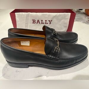 New Black Leather Bally Loafers - US Size 13